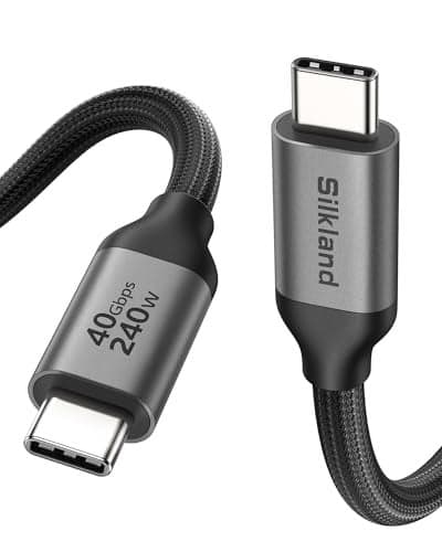 Silkland USB 4 for Thunderbolt 4 Cable 66FT2M 40Gbps Data Transfer 8K5K60Hz 4K240Hz 240W Charging Braided USB C Video Cable Compatible with MacBook iPhone 1716 Monitor SSD iPad