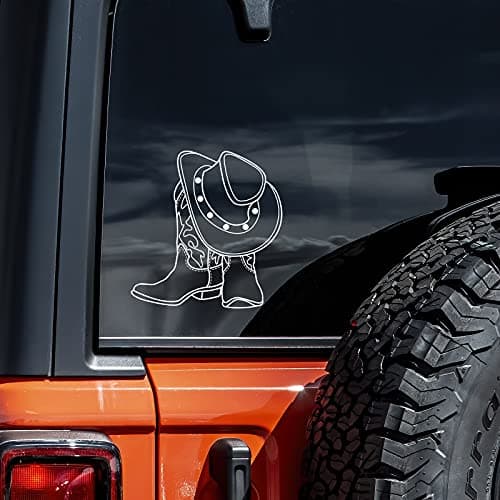 Cowboy Boots Decal Vinyl Sticker Auto Car Truck Wall Laptop White 5 x 55