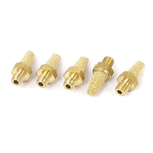 uxcell M5 Thread Brass Pneumatic Air Exhaust Muffler Filter 5pcs