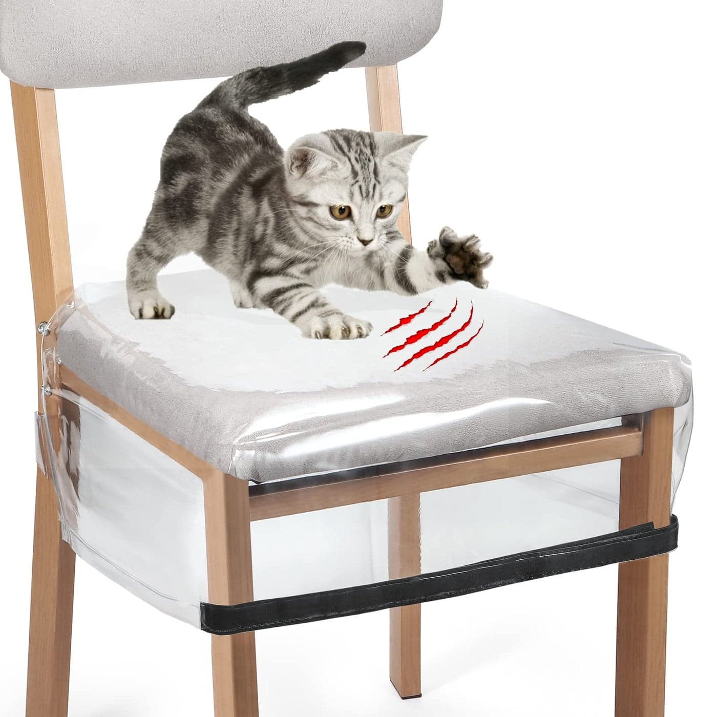 OFIDELITY 6 Pack Plastic Chair Covers for Dining Room Chairs Stain Water and Kitty Scratch Resistant Clear PVC Chair Protector with Adjustable Belt Strap for Most 18 20 Standard Chair