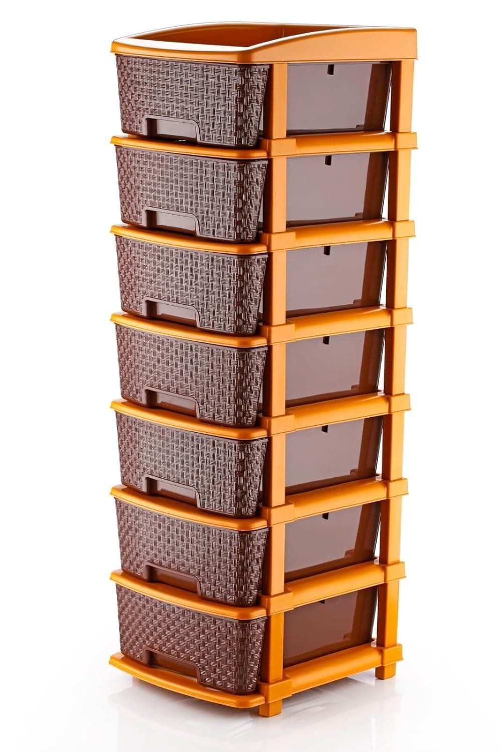 7XL Plastic Modular Drawer System for Home, Office, Hospital, Parlor, School, Doctors, Home and Kids, Product Dimension When assembeled (30cmx37cmx105 cm) (Chocolate Brown, 7XL)