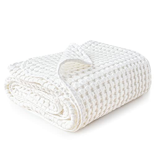 Konssy Waffle Baby Blanket - Soft & Cozy Nursery Swaddle Blanket, Lightweight Toddler Throw for Boys & Girls, Ideal for Wrapping(White)