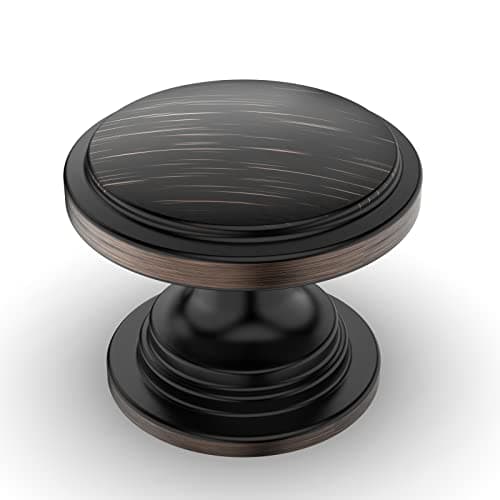 Amerdeco 10 Pack 1-1/4 inch Kitchen Cabinet Knobs Oil Rubbed Bronze Cabinet Knobs Bedroom Dresser Drawer Knobs Single Hole Cabinet Handles