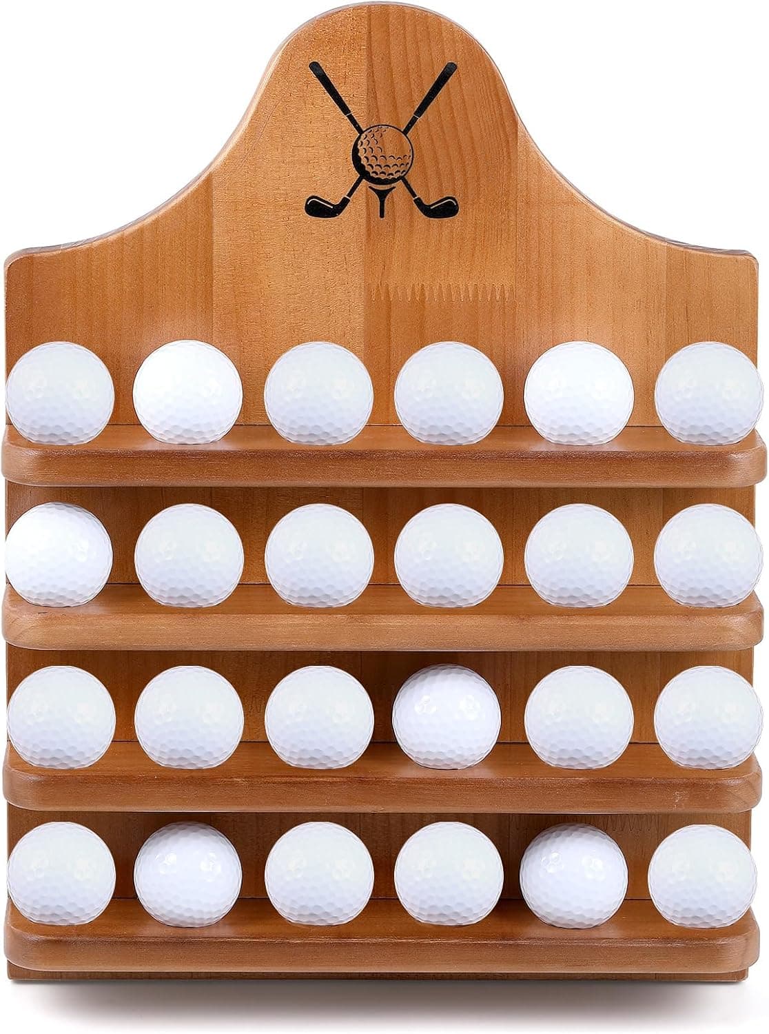 Marsui Wooden Golf Ball Display Case 24 Balls Wall Mounted Golf Ball Display Holder Collection Gifts for Golf Ball Enthusiasts158 x 118 Inch