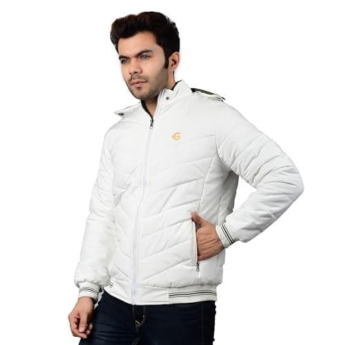 QUARK Unisex Reversible Jacket in GLD Material best for Winterwear/Hiking/Biking/Camping/Mountaineering(Control Temperature up to 3 Degree Celsius.)(3°C)(Color:-White & Green)(Size :- XL)