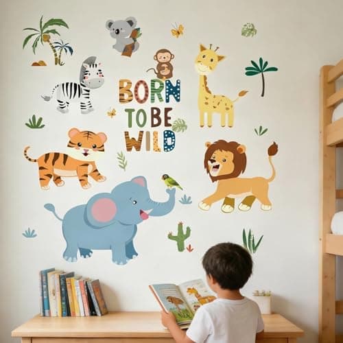 Jungle Animal Wall Stickers for Baby Peel and Stick Safari Vinyl Wall Decals for Boys Nursery Girls Room Kids Bedroom Walls Art Decor Ages 012 Years