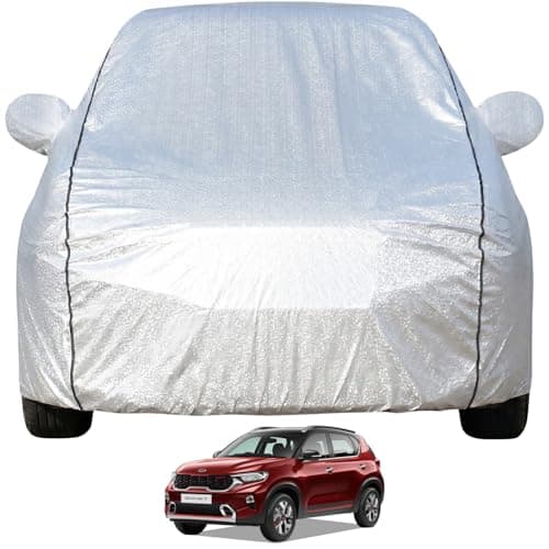 Pivalo Car Cover for Kia Sonet All Model & Years (2020-2026) 100% Waterproof with Mirror Pockets, Triple Stitched Bottom Elastic Dustproof Full Body Protection (Heat & UV Resistant, Silver)