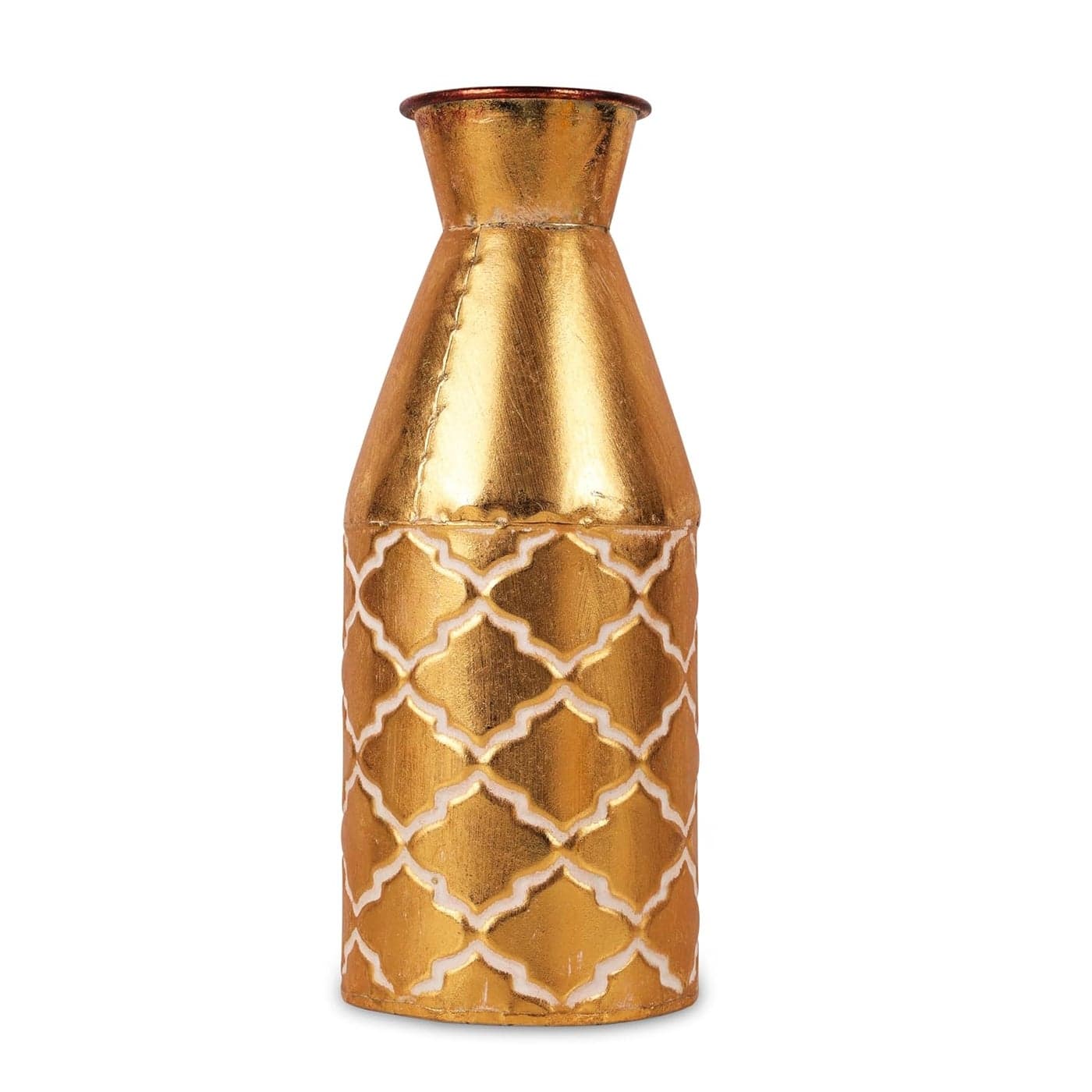 HOME ELEMENTS Modern Classic Floor Vase for Dried Flowers Countertop Vase for Pampas & Branches Fake Flowers for Living Room Dining Bedroom Home Corner Hallway Office - Gold (28cm Height)