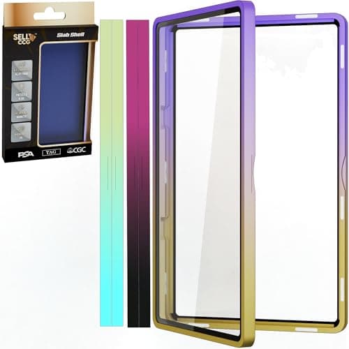SellCCG PSA Slab Shell Case Graded Card Guard PSA TAG CGC Metal Magnetic UV Protection Glass Display Bumper Box Protector 3PC Gradient PurpleBlack BlueYellow VioletGold