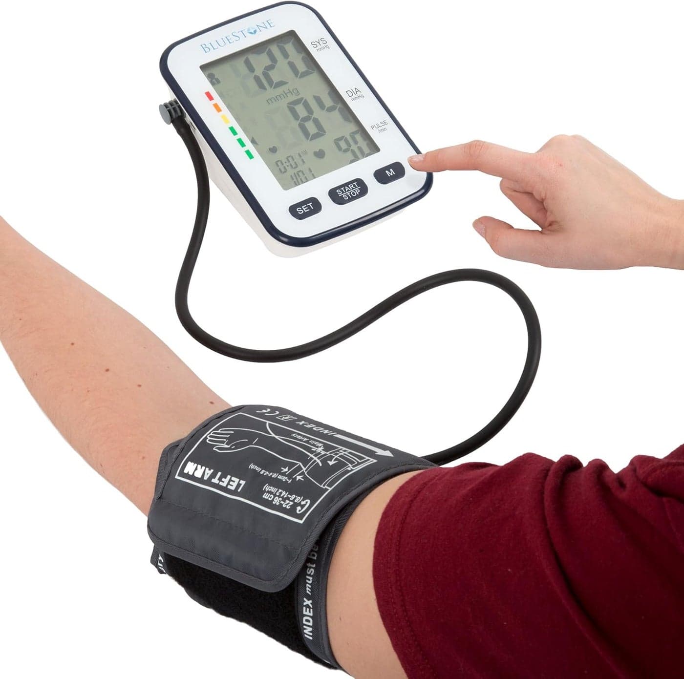 Blood Pressure Cuff Electronic Digital Upper Arm Heart Monitor with LCD Screen Personal Health Tracking Device for Hypertension by Bluestone