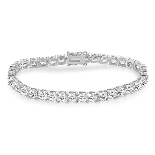 Gemsme 5MM Tennis Bracelet for Women Men, 18K White Gold Plated 5mm Round Cubic Zirconia Classic Tennis Bracelet