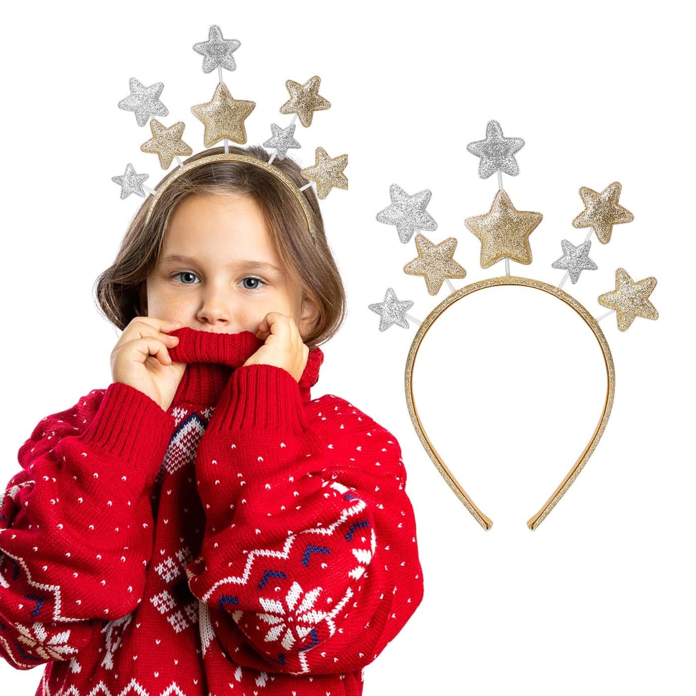 WLLHYF Headband Gold Alloy Stars Headpiece Hair Band for Women Girls Kids Party Hair Accessory for Princess Holiday Festival Birthday Party