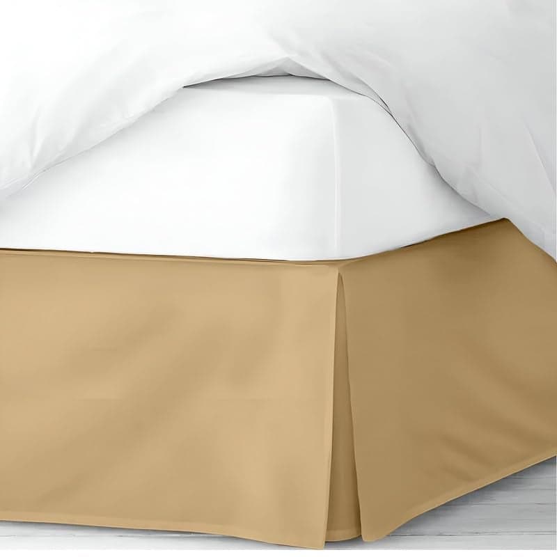 Pleated Bed Skirt Single Size 36x72 18 Inch Drop with Platform Design for Secure Fit Split Corners WrinkleResistant Microfiber for Modern Stylish Look Tailored Bedding Looks Beige