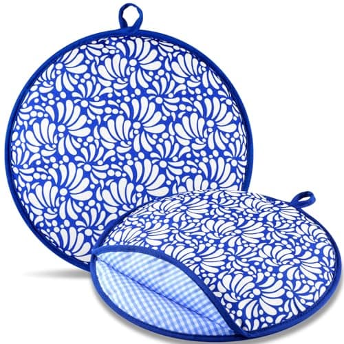 Honeydak 2 Pcs 12 Inch Tortilla Warmer Pouch Microwavable Insulated Cloth Pouch Blue Talavera Mexican Tortillero Fabric Tortilla Keeper Taco Holder for Tortillas Tacos Naan Pizza Rolls