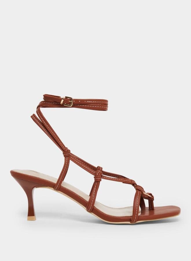 Raid Danika Knot Tie-Up Sandals with Ring Detail