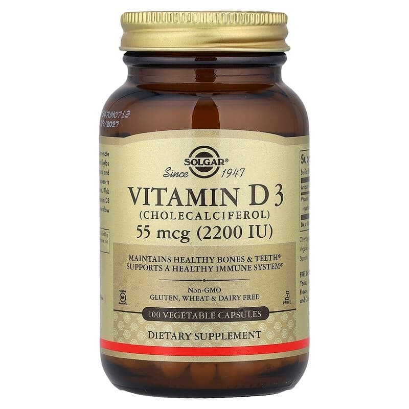 Vitamin D3 55 mcg 2200IU Dietary Supplement -100 Vegetable Capsules