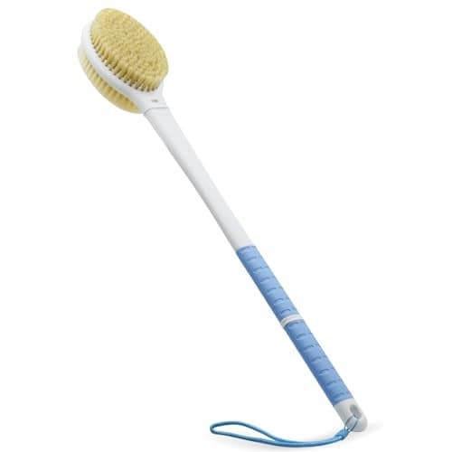 Shower Brush with Soft and Stiff Bristles205 Extra Long Handle DualSided Back Scrubber Bath Brush Body Exfoliator for Wet or Dry Brushing Extra Long Handle