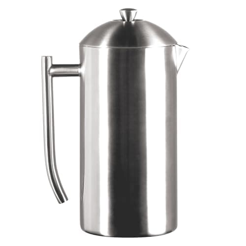 Frieling Coffee Press Stainless Steel French Press Coffee Maker - 44 oz, Brushed Stainless Steel - Double-Walled Insulated Zero Sediment Filter - For Home & Camping