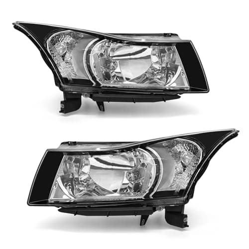 ADCARLIGHTS Headlight Assembly for 2011 2012 2013 2014 2015 Chevy Cruze LS/LT/LTZ 2016 Chevrolet Cruze Limited Matte Black Housing Clear Lens Headlamp Replacement Pair