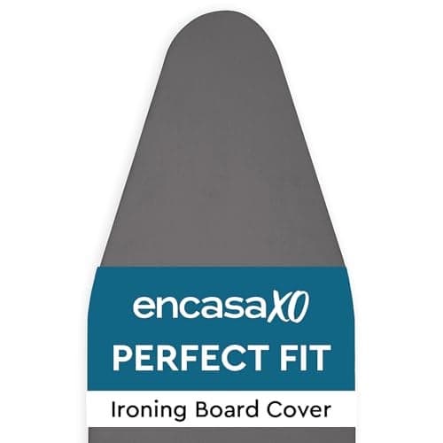 Encasa Homes Replacement Ironing Board Cover with Extra Thick Pad Plain Colors Elasticated Fits Standard XLarge Boards of 57x22 Heat Reflective Scorch Resistant Heavy Duty Grey