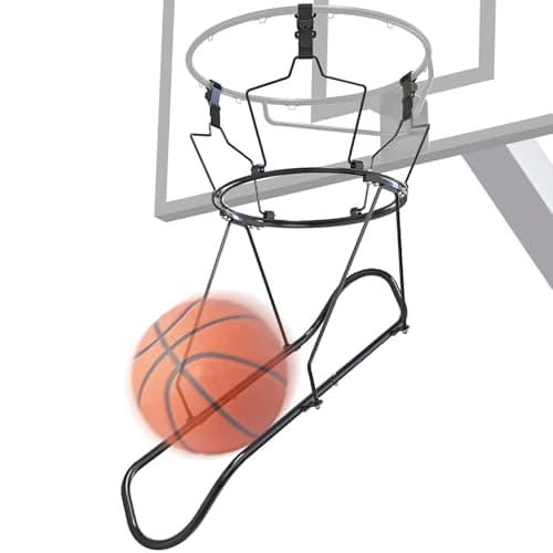 KingDolly 360° Rotatable Track Basketball Return Attachment, Powder-Coated Metal Basketball Rebounder, Basketball Returner for Solo Practice and Focused Training, Fits 18" Rim Indoor/Outdoor Use