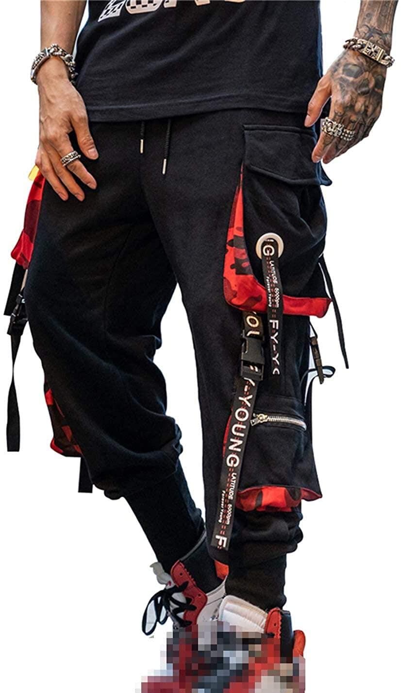 Hello MrLin Mens Jogger Pants Punk Cargo Baggy Techwear Hip Hop Harem Pants Streetwear Tactical Track Pant