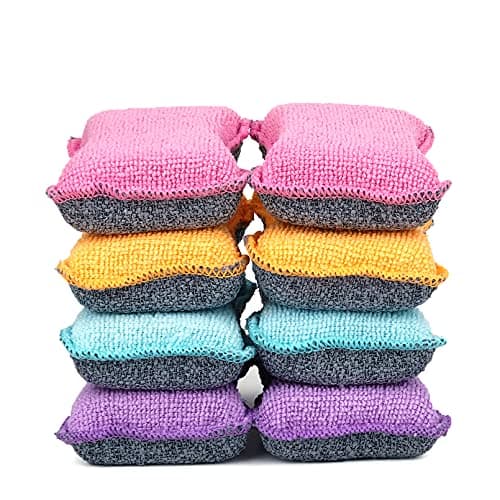 UPSTAR Dish Sponges Kitchen, Microfiber Cleaning Scrubber for Dishwashing, Sink, Basin and Multi-Pupose, Size L Pack of 8