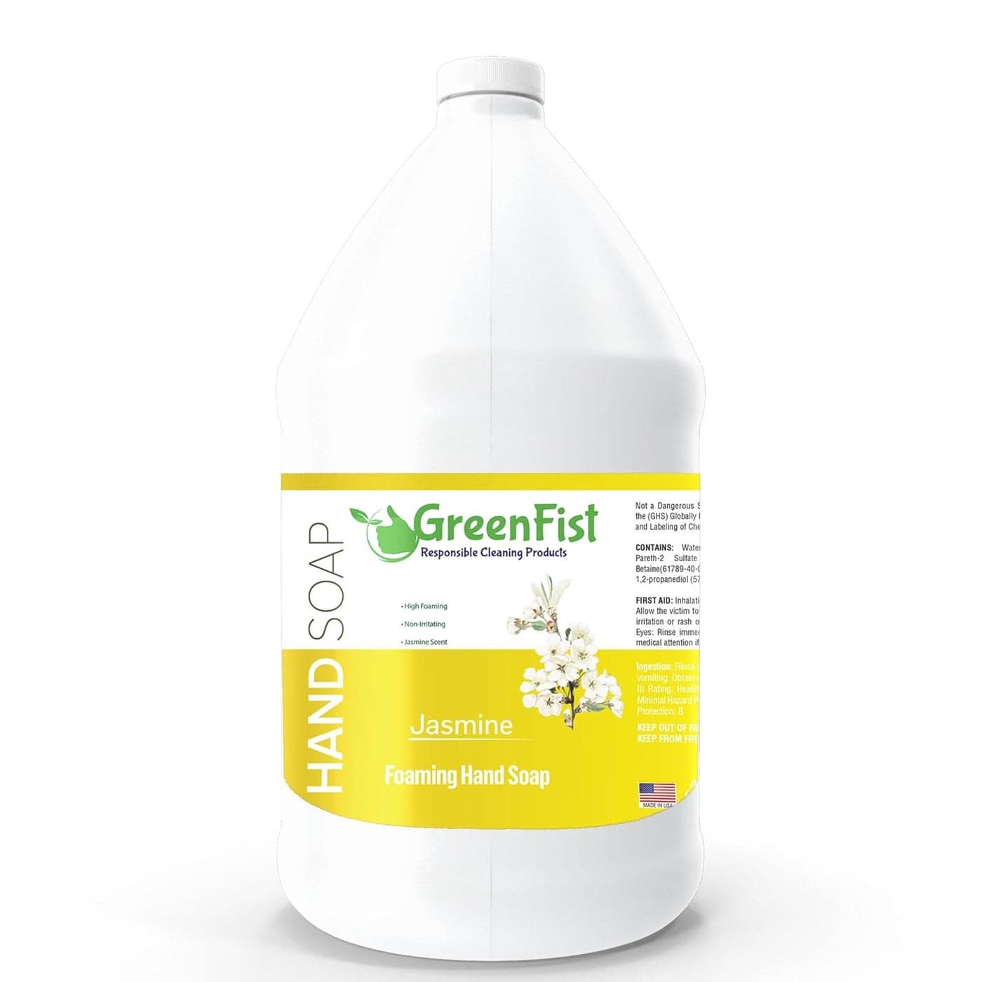 GreenFist Foaming Hand Soap Refills Jasmine Scent Jug Foam Refill Made in USA 128 ounce 1 Gallon
