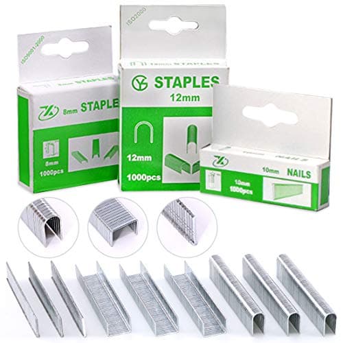 Swpeet 3000Pcs Premium Quality Officemate Standard 3 Sizes Staples Including TType UType DoorType Staples Perfect for Most Standard Stapler Guns