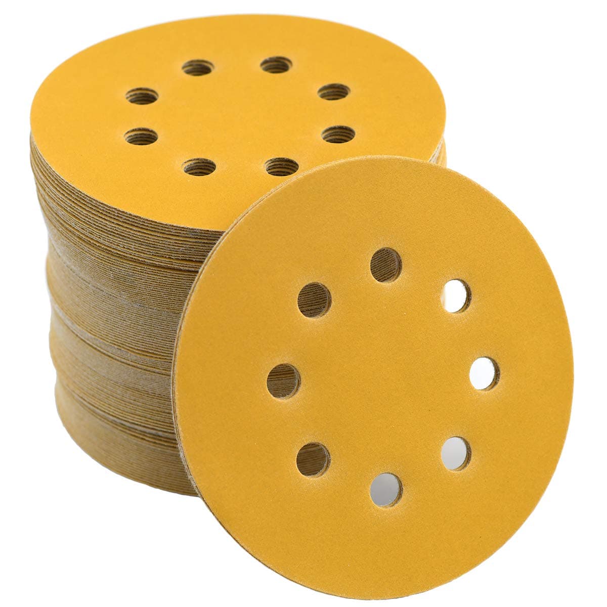 Aiyard 5Inch 8Hole Hook and Loop Sanding Discs 400Grit Random Orbit Sandpaper 100Pack