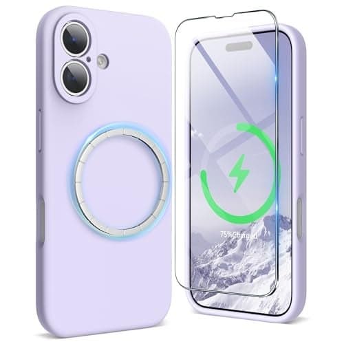 SURPHY Designed for iPhone 16 Plus Case Compatible with MagSafe 67 inch 2024 with Screen Protector Liquid Silicone Phone Case Camera Protective Soft Microfiber Lining Lilac