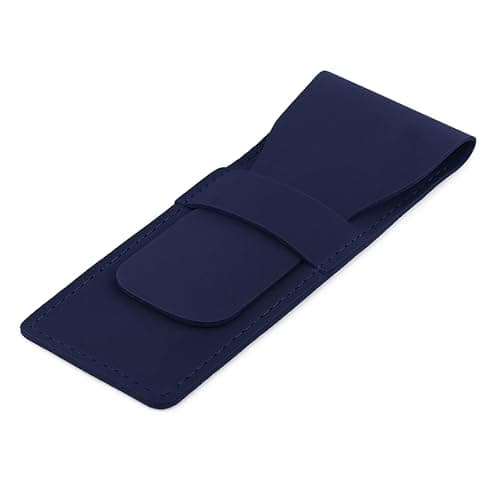 TheAntiq Two Pen Holder, Protector for Fountain Pens, Leather Pen Case for two, 2 Pen Case for Fountain Ballpoint and Rollerball Pens, Pen Pouch, Travel Organizer (2 Pens, Blue)