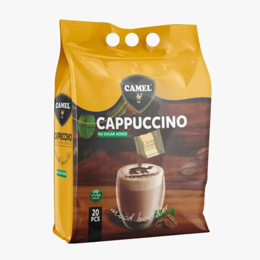 Camel Cappuccino No Added Sugar Instant Coffee With Cocoa Granules- 20pcs