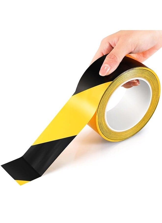 Black Yellow Warning Safety Stripe Tape, Self Adhesive Tape for Marking Floors Walls Pipes Equipment in Construction Sites Hazardous Areas (33M)