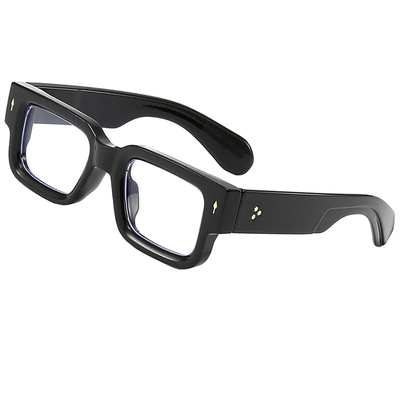 Teumire Thick Square Frame Glasses for Women Men Chunky Rectangle Non Prescription Blue Light Glasses Computer EyeglassesBlack