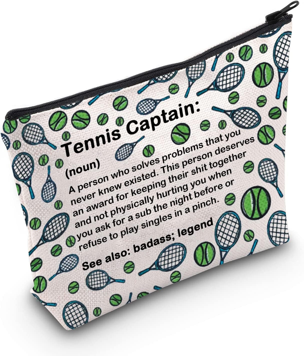 POFULL Tennis Partner Gift Tennis Captains Cosmetic Bag Tennis Lover Gift (Tennis Captain Cosmetic Bag)