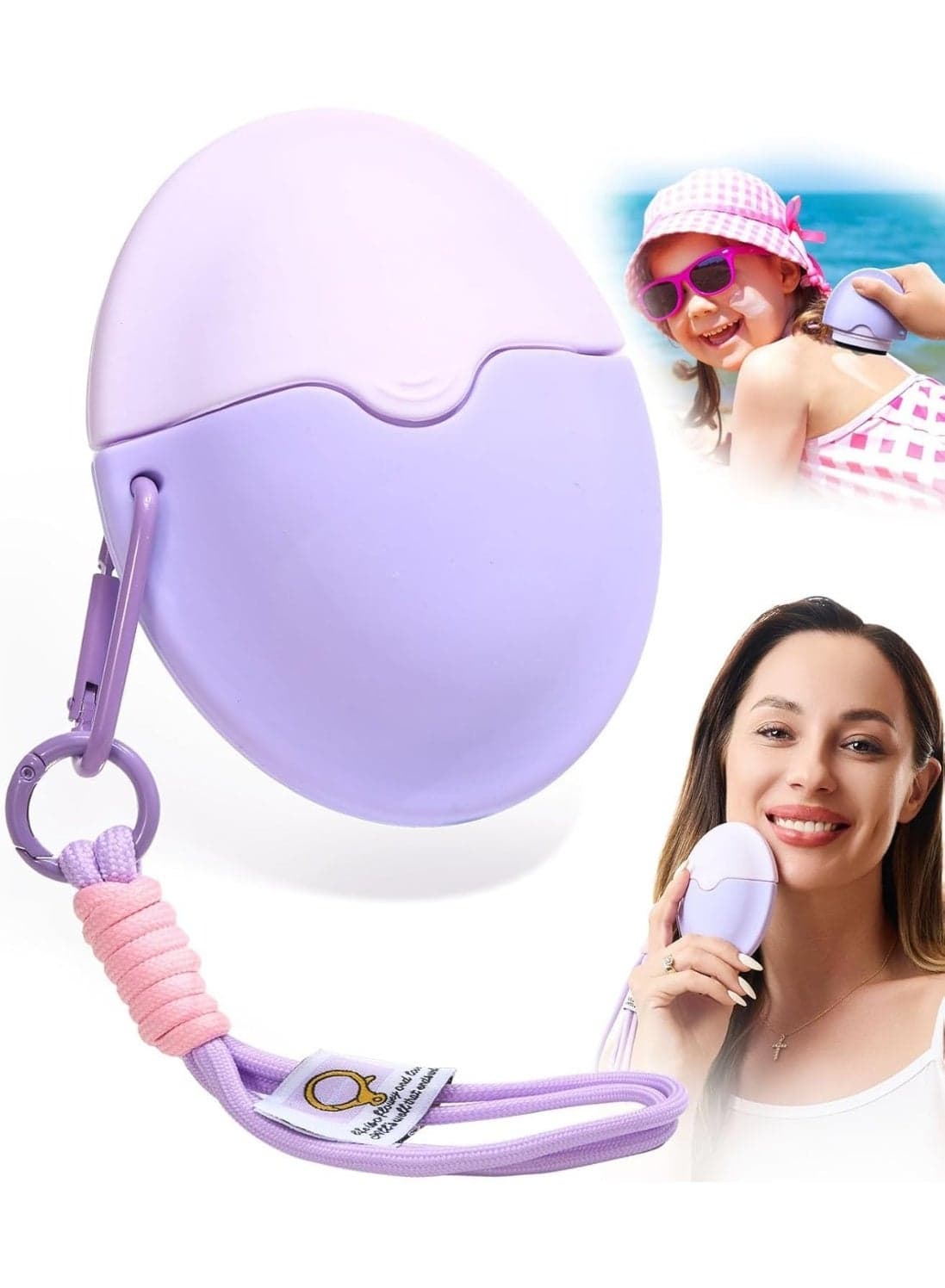 Sunscreen Applicator for Kids - BPA Free Refillable Roll on Sponge Sunscreen, Suncream & Sun Lotion Applicator For Kids, Adults & Families - Holds 1.9fl oz, Perfect Size for Travel (Purple)