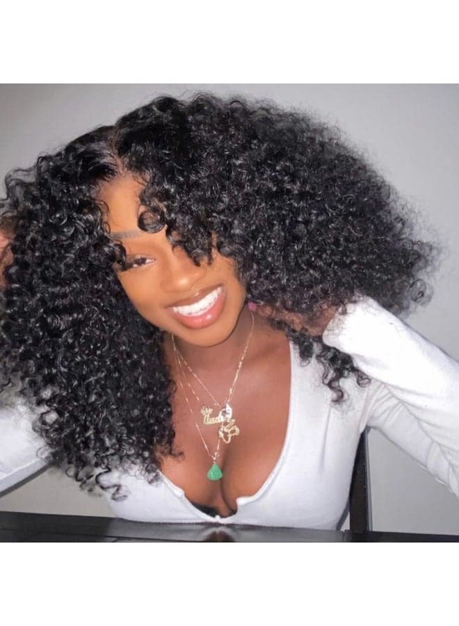 Curly Human Hair Wig 7x4 Ready To Wear Glueless Wigs Human Hair Pre Plucked Pre Cut Curly Lace Front Wigs Human Hair Wigs For Black Women 16 Inch