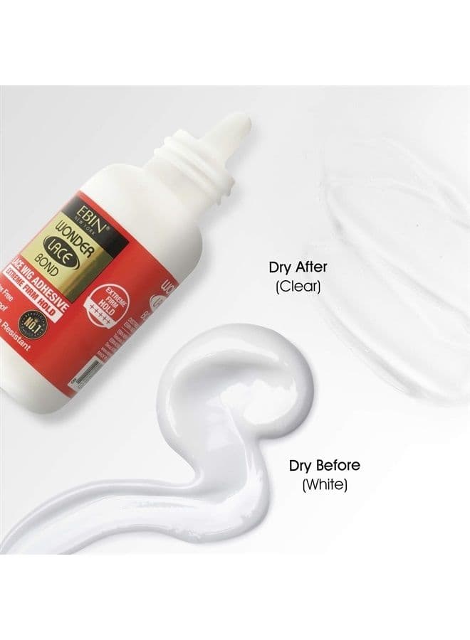 Wonder Lace Bond Extreme Firm Hold 1.18oz - No Residue Improved Formula Easy to Apply Fast Drying Waterproof Latex Free Perspiration Resistant