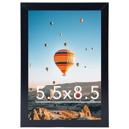 JCJMY 5.5x8.5 Picture Frame Black for Wall Hanging or Tabletop, Wall Mounting Horizontally or Vertically, 5.5 x 8.5 Wall Gallery Poster Photo Frame with Shatter Resistant Plexiglass, Black