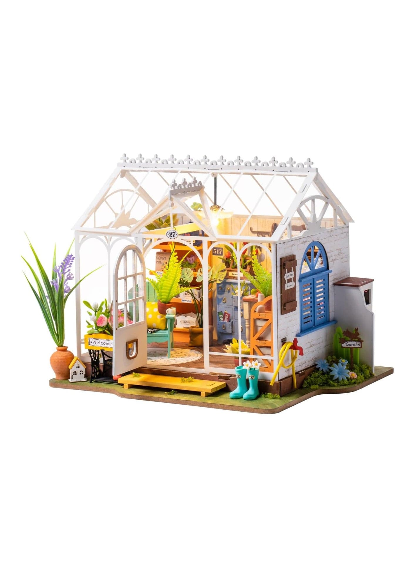 DIY Micro House Kit, Mini Toy House Kit, Street Craft Model Kit (For Adults, with LED), Birthday Gift/Family Friend Home Decor - Dream Garden House