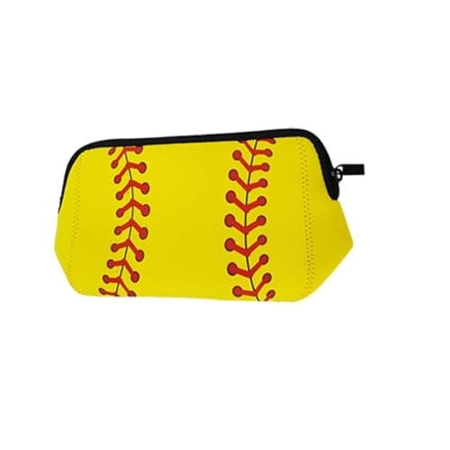AJLTPA Cosmetic Bag Waterproof Neoprene Zipper Pouch Travel Portable Toiletry Makeup Bags Organizer Case for Women and Girls Teen Girl Team Player Mom Coaches Softball