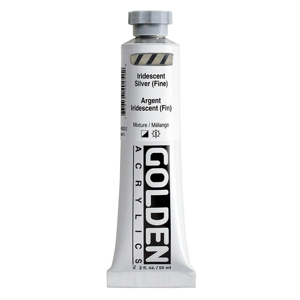 GOLDEN Heavy Body Acrylics Iridescent Silver Fine 2 fl oz Tube Professional Acrylic Paint SemiOpaque