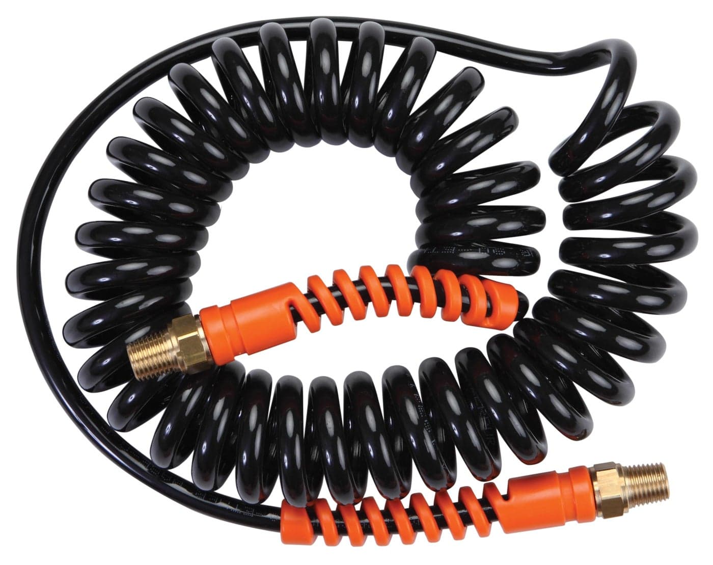 GROZ Polyurethane Coil Hose with Solid brass swivel fittings| Ideal for use on assembly lines with air tools, body shops etc. |Working Pressure: 10 Bar | Overall Length: 20’| PUH/10BO/20/3-8/BSP