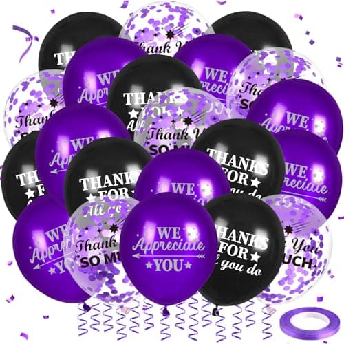 We Appreciate You Decorations Purple Black Thank You Balloons 50 Pcs Thanks for All You Do We Appreciate You Balloons Coworker Employee Staff Appreciation Gifts Graduation Appreciation Party
