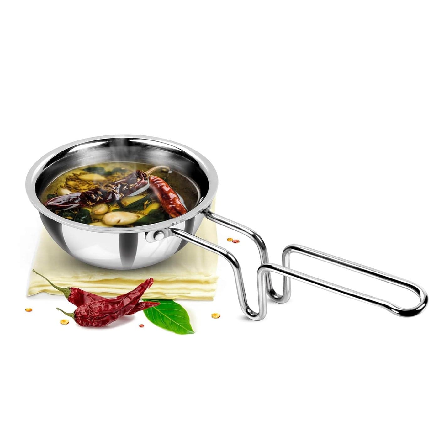 Milton Pro Cook Triply Stainless Steel 12cm Tadka Pan370mlFor Spice TemperingSeasoningSturdy Wired Handle Smooth Finished SurfaceInduction Bottom Gas Stove Pan 3 yrs Warranty by manufacturer