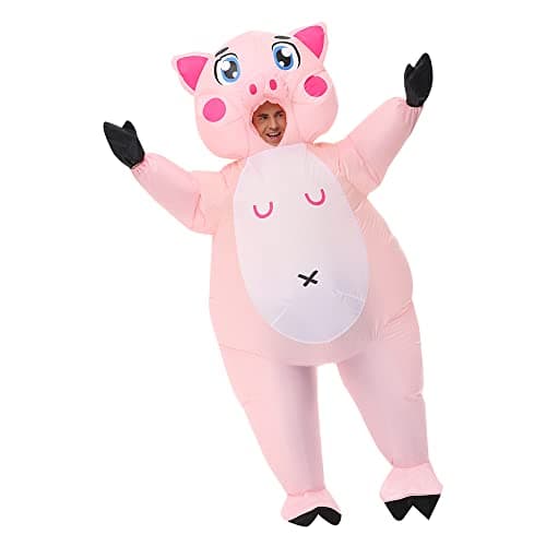 ZISUEX Inflatable Pig Costume Adult Pig Blow Up Suit Cosplay Women Halloween Costume Animal Suit