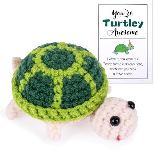 Maziky Funny Positive Turtle Mini Crochet Sea Turtle with Positive Affirmations Cards for Inspirational Novelty Gifts Positive Turtle 1P