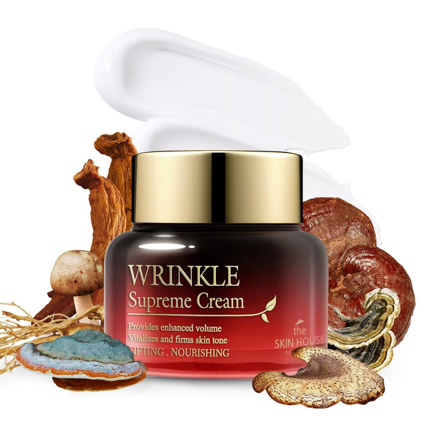 THE SKIN HOUSE Wrinkle Supreme Cream 169 floz Korean Fermented Red Ginseng Adenosine Mushrooms l Wrinkles Fine Lines l Korean Skin Care 50ml