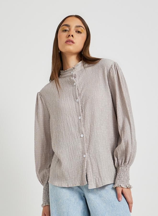 Take Two Texture Long Sleeve Buttoned Shirt